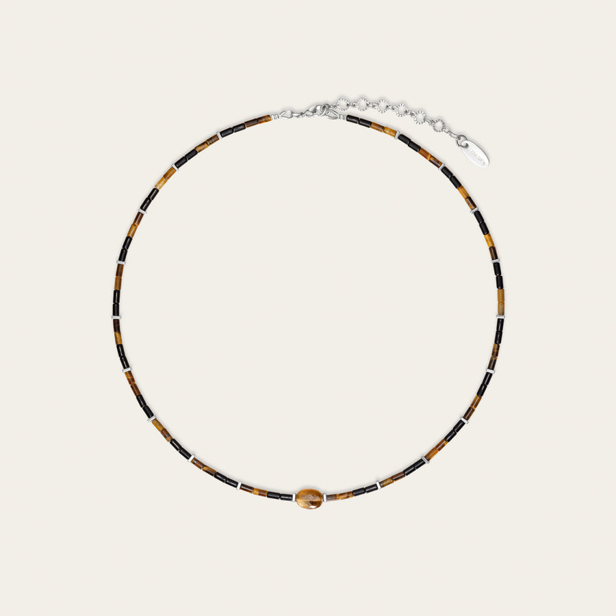 Golden Skeletal Quartz Guardian Necklace