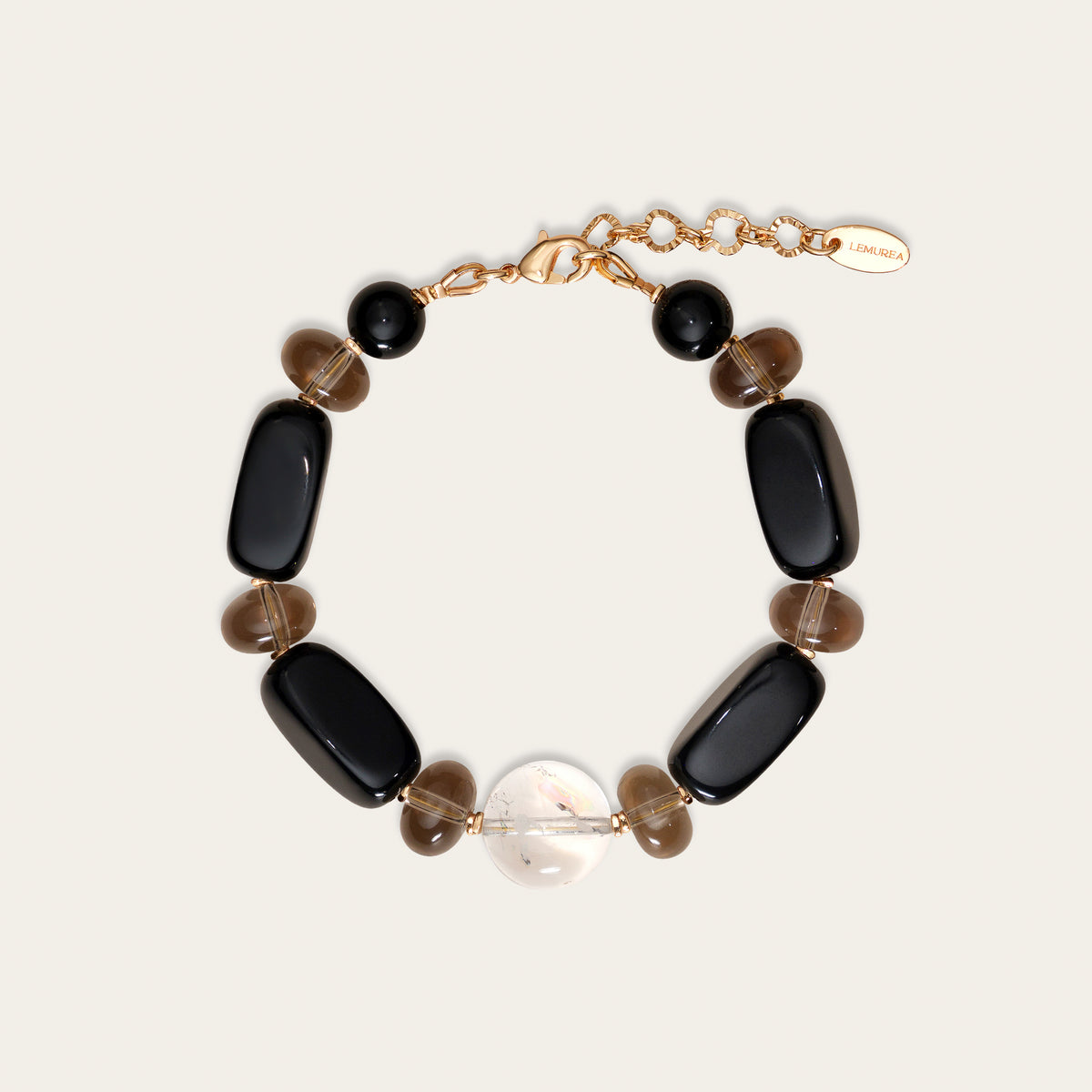 Ancient Grounding Lemurian Quartz Onyx Bracelet