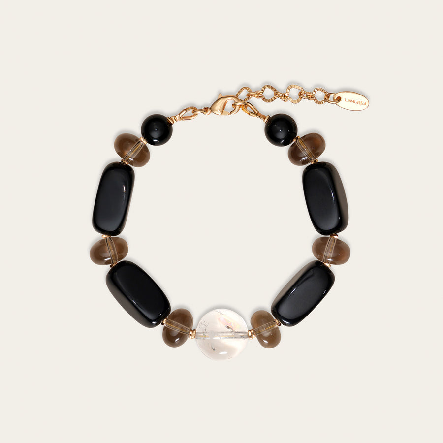 Ancient Grounding Lemurian Quartz Onyx Bracelet