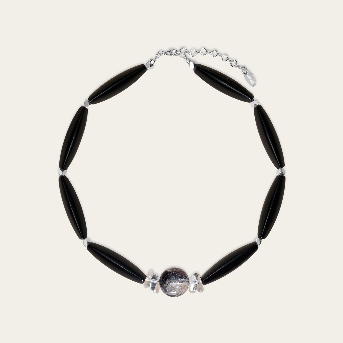 Black Onyx & Herkimer Diamond Necklace