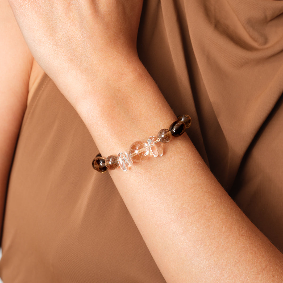 Ancient Grounding Lemurian Quartz Smoky Quartz Bracelet