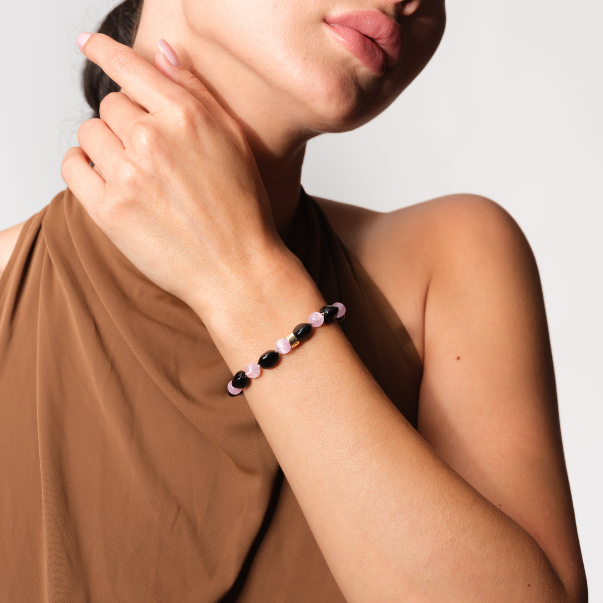 Lemurea Lattice | Kunzite Onyx Balance Bracelet