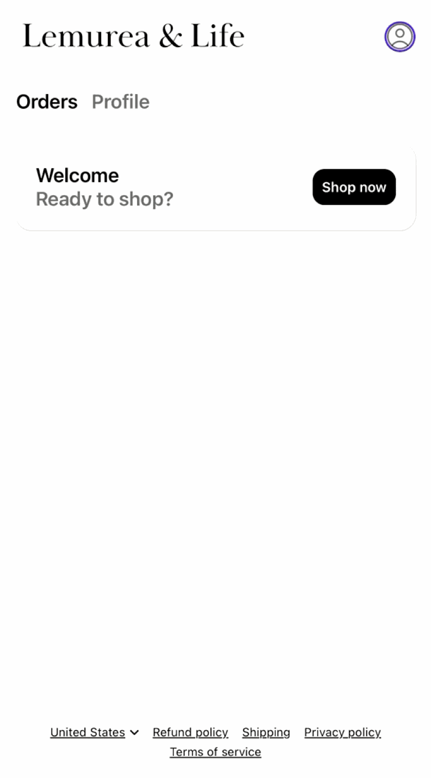 Return to the Lemurea store from the profile page